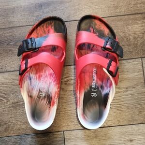 Birkenstock Men's Red and Black Sandals